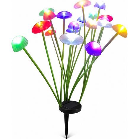 Lampes Solaires LED Champignon, 10 Piquets Multicolores Étanches pour Jardin et Pelouse (1/5)