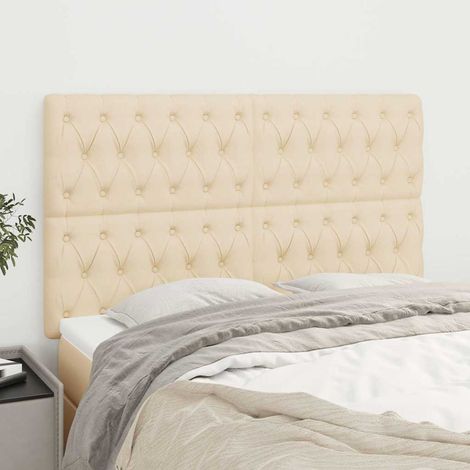 Tête de lit 160 cm réglable en hauteur en tissu crème avec pieds en bois - PANGIVO (1/5)