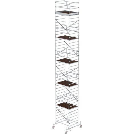 Günzburger Steigtechnik Echafaudage roulant 1,35 x 1,8 m avec embase roulante & double plate-forme Hauteur de plate-forme 11,45 m - 173136