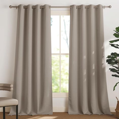 Lot de 2 Rideau Occultant Thermique Isolant Anti Froid Chaleur Rideaux L140xH230cm, Tenture Opaque,à Oeillets,Isolation Lumiere, anti Uv,Decoration Chambre Maison Salon Fenetre,Sable (1/5)