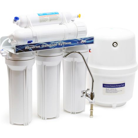 Naturewater NW-RO50-NP35 – Système d'Osmose Inverse (RO) à 5 étapes – 190 l/jour 50 GPD – avec réservoir – Montage mural, Sous évier – Osmoseur Filtration Purification Filtre à Eau potable robinet (1/8)