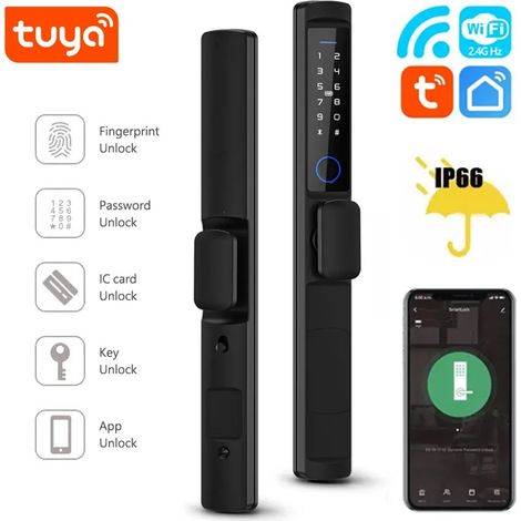 Tuya Serratura Slim Smart WiFi con Maniglia Compatta e Impronta Digitale