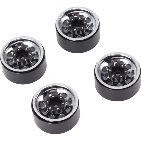 Lot de 4 jantes Beadlock à gorge profonde de 2,5 cm (1 pouce), universelles pour carrosserie de véhicules tout-terrain et voitures radiocommandées Traxxas, avec vis, couleur argent. (1/5)