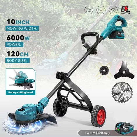 Tondeuse à gazon électrique 10" brushless – 6000W, 58 000 tr/min, coupe-gazon pliable, outil de jardin pour batterie Makita 18V