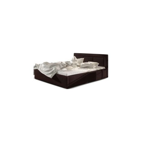 Lit adulte avec coffre de rangement Berlino - Tissu rembourré-Marron foncé-140x200 (1/5)