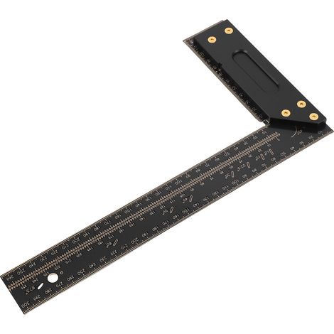 Règle de traçage multifonctionnelle de 300 mm en fibre de verre noire, pour le travail du bois. (1/5)