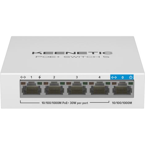 Keenetic Commutateur Gigabit 5 ports avec 4 ports PoE+ et budget énergétique de 60 W