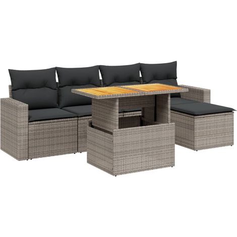 Maison Exclusive - 6-tlg. Garten-Sofagarnitur mit Kissen Grau Pol