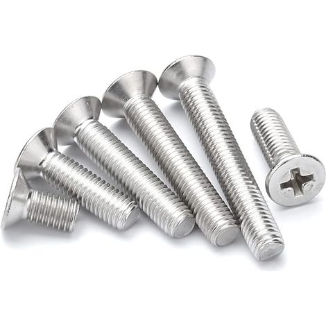 Vis Boulon à Tête Fraisée Phillips Cruciforme en Acier Inoxydable Vis à Métaux M8×10mm,10 pcs (1/5)