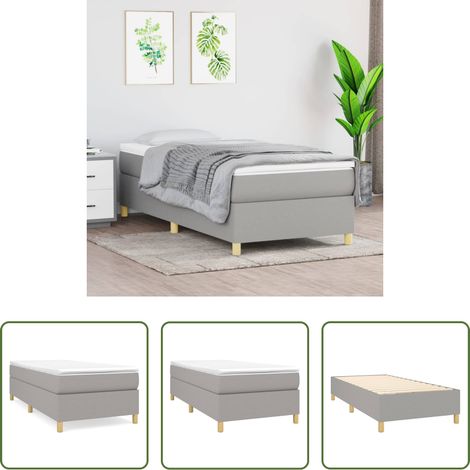 Matratze - Boxspringbett mit Matratze Hellgrau 100x200 cm Stoff (1/5)