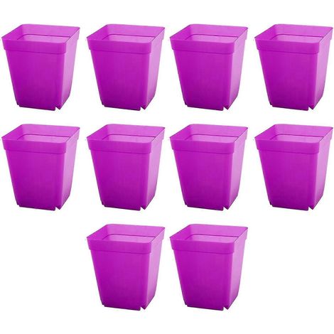 Lot de 10 pots à bonsaï carrés en plastique pour jardin et décoration intérieure.-Purple (1/4)