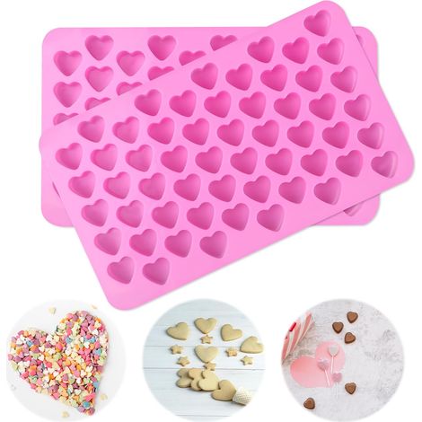 2 morceaux en silicone en forme de cœur pour aliments - bouquets de glace, chocolat, bonbons, gâteau - fais-le-toi pour l'amour, rose (1/5)