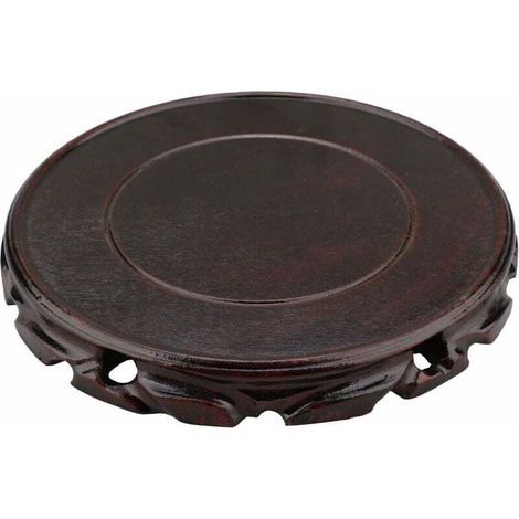 Vase rond vintage en bois de palissandre - 20 cm - Support de style oriental - Support pour lampe de table et théière - Base stable pour décoration de la maison - Marron (1/2)