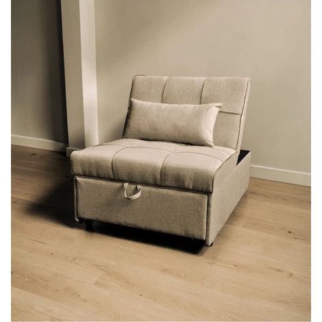 pouf 3 in 1 bellahome "king" trasformabile in poltrona e letto tortora 112x81x88 cm