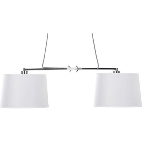 Lampe Suspension Lumianaire 2 Abat-jours Blancs en Tissu et Métal E27 Max. 60W Éclairage Ambiant pour Salon ou Salle à Manger Scandinave