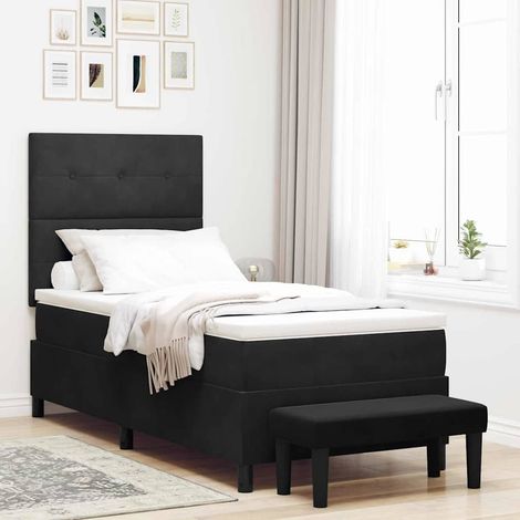 Boxspringbett mit Kissen mit Kopfteil Schwarz 200 x 90 cm Samt
