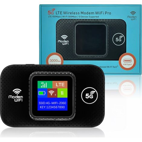 4G Portable WiFi Wireless Router, Car-Mounted MIFI SIM Card Insert Mobile Router -- E5880 - Color Screen - White (1/3)