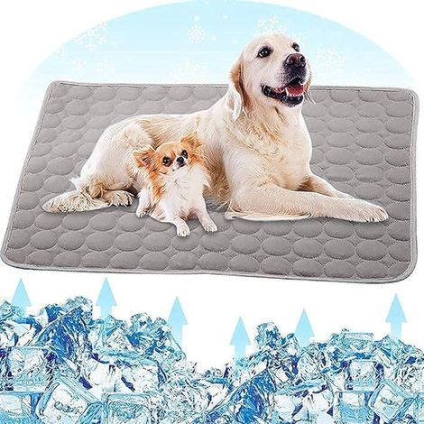 Tapis Rafraichissant Chien Chat 100 x 72cm, Tapis Refroidissement Chien Version Améliorée Reste Froid Plus Longtemps Tapis Fraicheur Chien Chat Souple Durable,Gris (1/5)