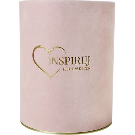 Inspiruj Logobox - Rosa Samt, goldenes Logo, fi-10 cm, h-13 cm