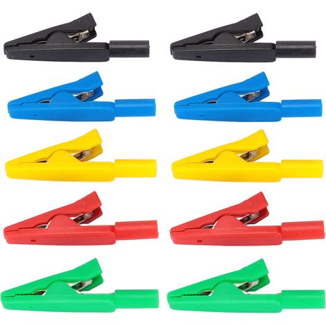 Pinces de test pour câbles électriques 30 V-60 V max. 10 A, 6 mm / 0,24 po, ouverture pour fiche banane 2 mm, instruments électroniques
