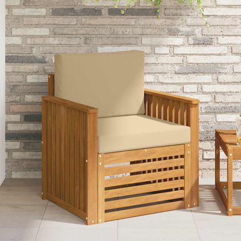 Outdoor-Sofagarnitur Massives Akazienholz und Polyester Natur (1/5)