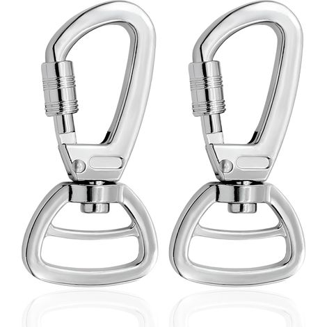 Mousqueton Laisse Chien, 2pcs Mousquetons Pivotant en Alliage Zinc avec Verrouillage Mousqueton à Vis Charge Lourd Porte CléS Clip