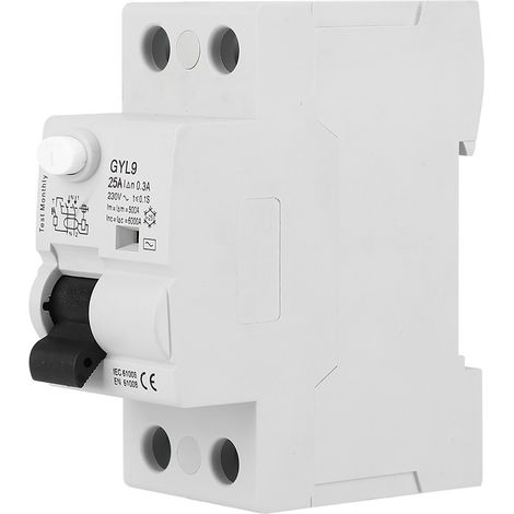 Disjoncteur GYL9 2P 230 V 50/60 Hz IP20, protecteur contre les fuites de courant, 2P-25 A-300 mA (1/5)