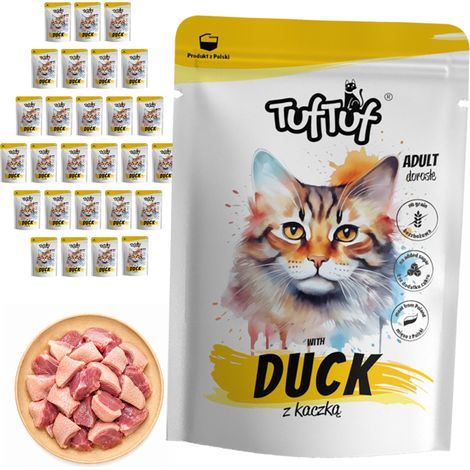 Aliment humide pour chat TufTuf Canard Sachet 30x300g Viande (1/2)