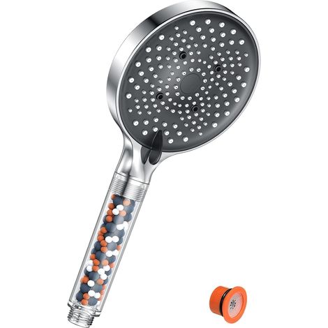 douche à filtre haute pression 6 pulvérisations adoucisseur d'eau basse pression pour eau dure Améliore la peau et les cheveux Grand pommeau de douche (1/5)
