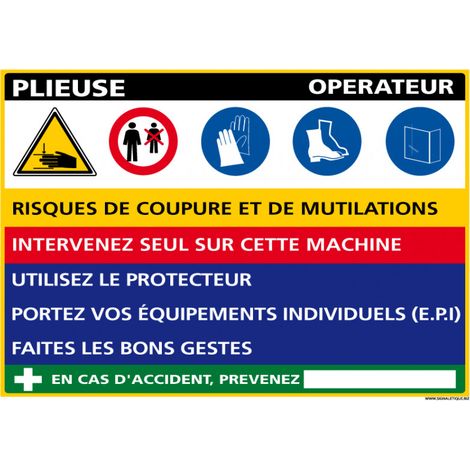 Panneau Fiche de poste Plieuse (C1114) - Adhésif - 420 x 300 mm