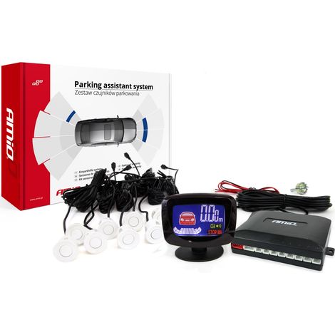 Kit de sensores de estacionamiento, sensores de reversa LED, 8 sensores, blanco, amio-01600 (1/5)