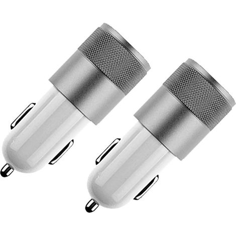 2x FX Powabud Car Charger 2.1A Twin USB Socket Universal Charger, Silver (1/5)