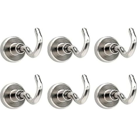 Crochets Magnétiques, 16mm Puissant Aimant Néodyme Force d’attraction de 9kg 20lbs, pour Accessoires Cuisine Cabane à Outils, Lot 6 - 16mm-6pcs (1/5)