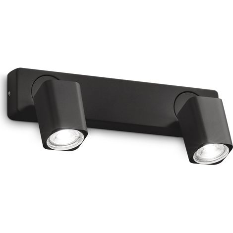 Spot Contemporaneo Rudy Alluminio Nero 2 Luci Gu10 35W 3000K Ip20