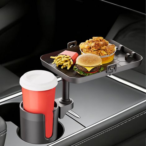 Auto Becherhalter Erweiterung mit Tablett, Verstellbar, Kompatibel mit den meisten Becherhaltern, Ideal für Essen & Trinken (1/5)