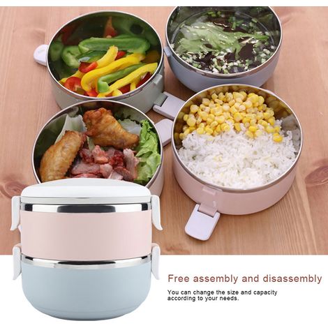 Tragbare Edelstahl-Lunchbox, Bento-Box, Lebensmittelbehälter (2-lagig, 1400 ml) (1/5)
