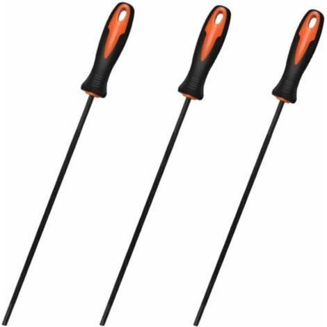 3 pièces Lime tronconneuse,Lime Chaine tronconneuse,Robuste et Durable, avec poignée, Confortable à Tenir, 4,0 mm, 4,8 mm, 5,5 mm 3 Tailles, adapté au meulage à la tronçonneuse(A) (1/5)