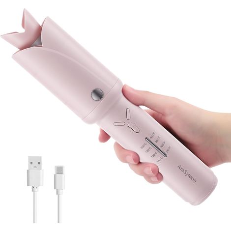 Automatic Cordless Curling Iron 32mm, 4 Temp, Lightweight 350g Half Long Hair 2600mAh 140-200°C Tourmaline Ceramic Heating 60S Built-in Anti-Tangle Sensor (1/5)