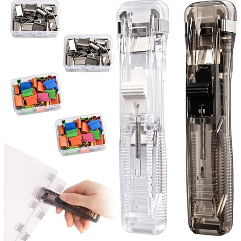 2 Agrafeuses Reutilisables avec 200 Recharges Pince Poussoir Mini (1/5)