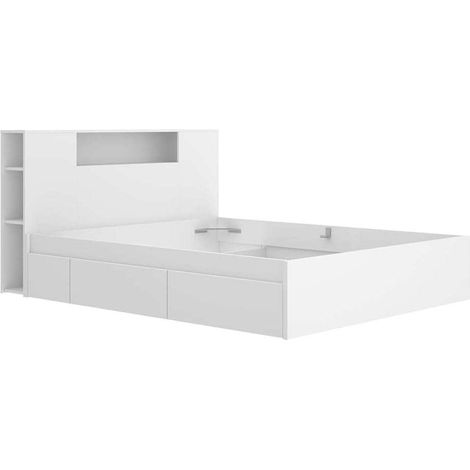 Cabecero matrimonio + cama 4 cajones Laura acabado blanco, 96cm(alto) 157.2cm(ancho) 219.8cm(largo)