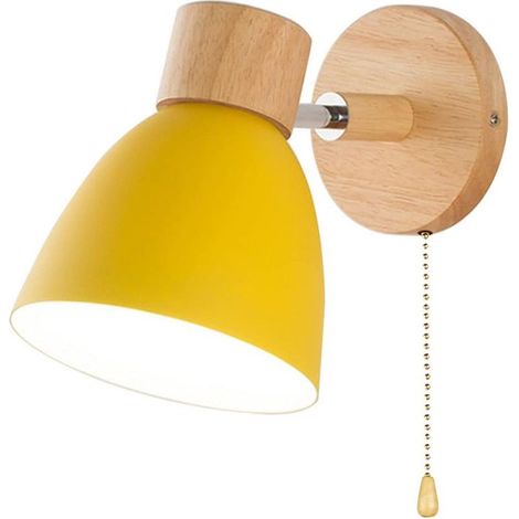 Applique murale style macaron avec cordon – support E27 – luminaire intérieur décoratif(Jaune, lumière chaude) (1/5)