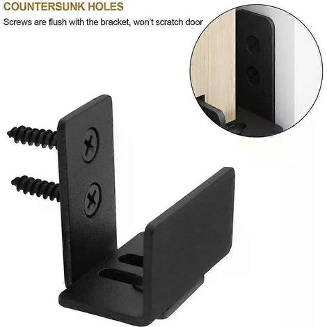 Guides de porte de grange en acier au carbone réglables pour porte coulissante, quincaillerie de sol, rouleau de guide inférieur pour porte de grange décoratif avec vis (1/5)