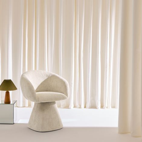 sweeek - Fauteuil pivotant 180° tissu coton beige - Assia (1/5)
