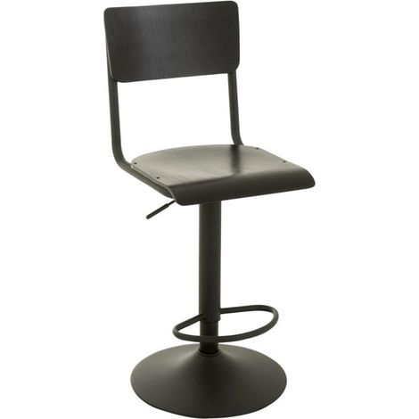 Tabouret de Bar en Bois "Mauricio" 105cm Noir (1/5)