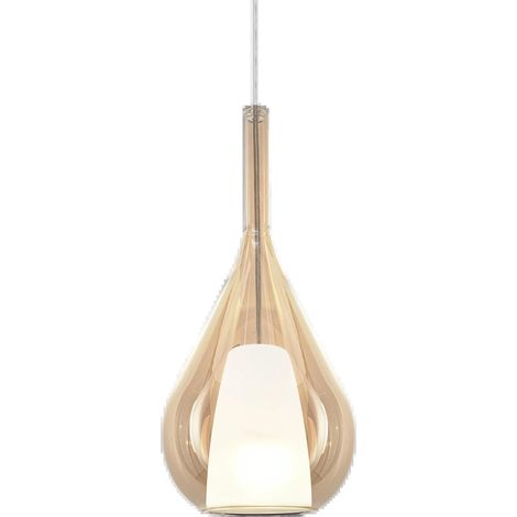 Sospensione Contemporanea Kalique Vetro Ambra Bianco E Cromo 1 Luce E27 H40Cm