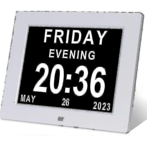 Horloge pour personnes atteintes de démence et de la maladie d'Alzheimer, grande horloge numérique avec calendrier et date pour les seniors (7 pouces) (1/4)