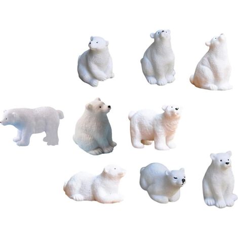 Décoration Mini Ours Polaire en Résine 9 Pièces Blanc (1/5)
