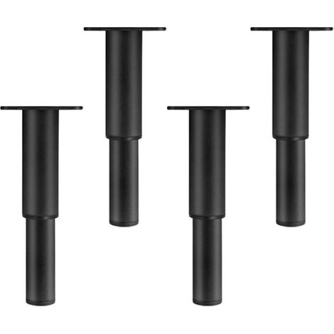 Pieds de meubles réglables en métal (lot de 4) pour canapés, tables et coiffeuses, noir - 20 cm à 37 cm (1/4)