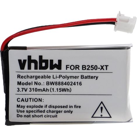 vhbw Akku kompatibel mit Cobra 840 Wireless Headset Kopfhörer (310 mAh, 3,7 V, Li-Polymer)