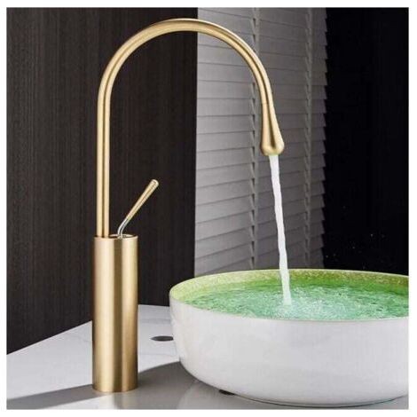 Waschtischarmatur Gold Bad Waschbecken WC Mischbatterie Hoch 360°